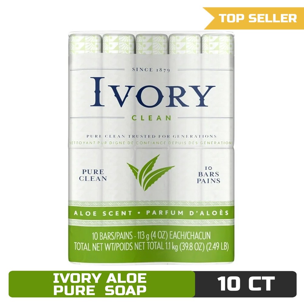 Ivory Aloe Bar Soap Bath Size Pack of 10 3-Pack