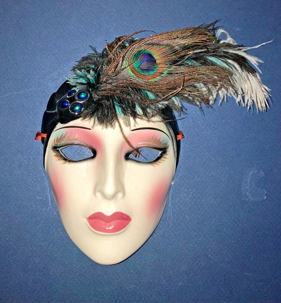 About Face CLAY ART Glazed Ceramic Wall Decor Mask Mardi Gras-image