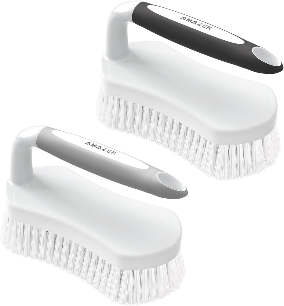 Scrub Brush for Cleaning Comfort Grip Bathtub Scrubber Stiff Bristles with Handl
