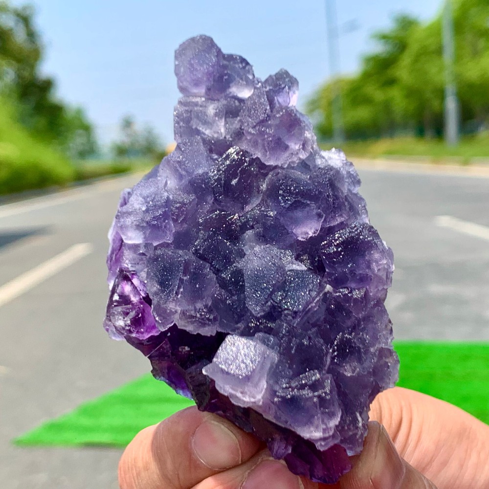179G Natural and unique purple fluorite quartz crystal sample