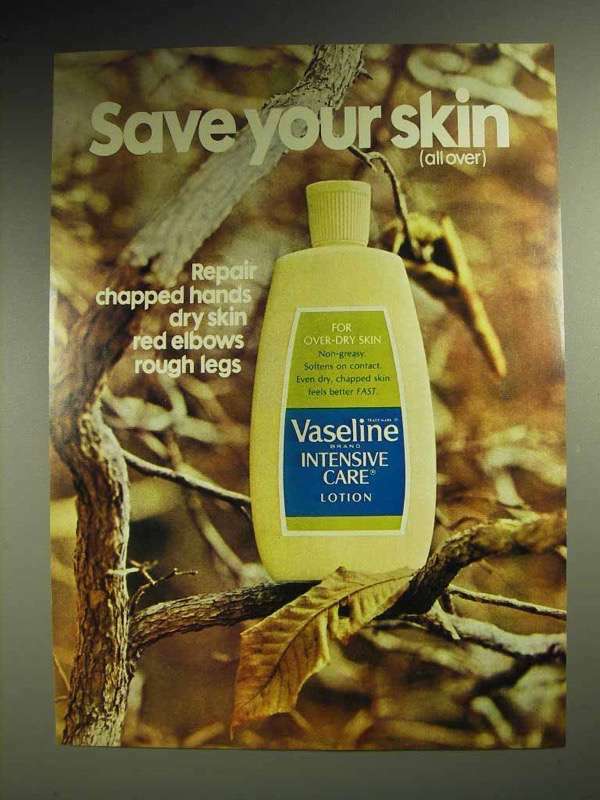 1972 Vaseline Intensive Care Lotion Vintage Ad – Hydrate & Protect Dry Skin