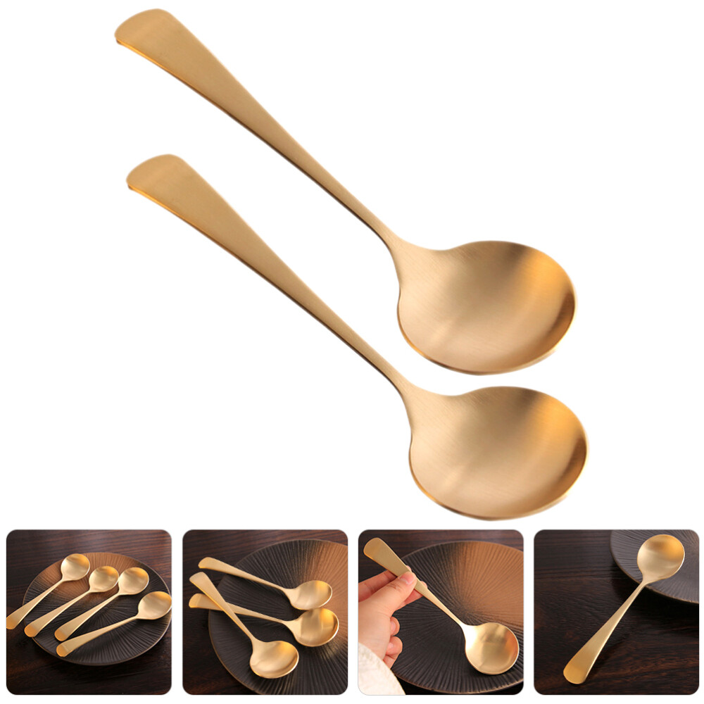 2 Pcs Teaspoon Handmade Pure Copper Food Containers Cereal Baby