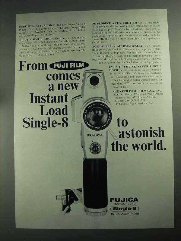 1968 Fujica Single-8 P-300 Movie Camera Vintage Ad - Instant Film