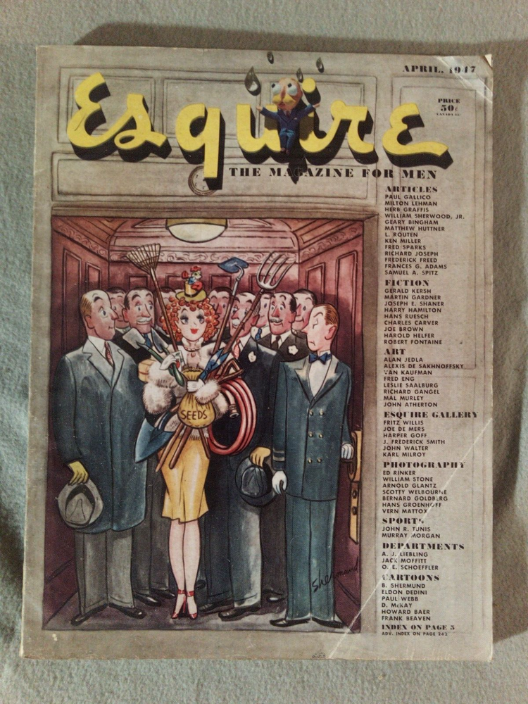 Vintage 1947 Esquire April Magazine - Bette Davis;Abbott & Costello - Good Cond-image
