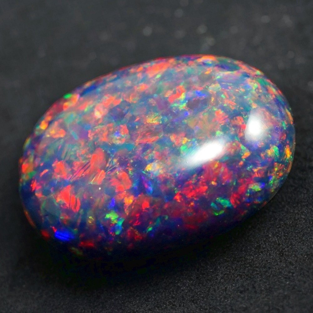 AAA+ Black Silk Opal Cabochon 16x12mm, 4.25 Cts Fire Loose Gemstone