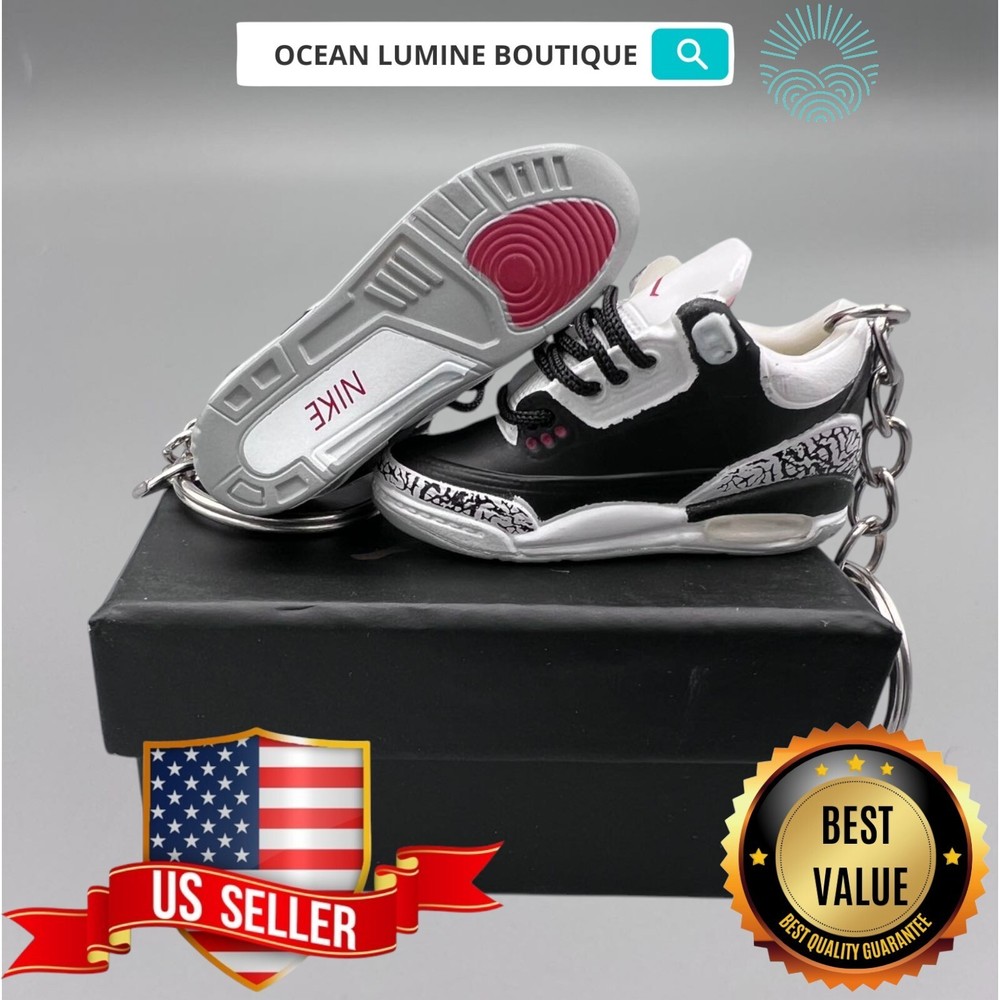 Air Jordan 3D Mini Sneaker Keychain, Shoe Keyring Shoe Box, Display Box Option