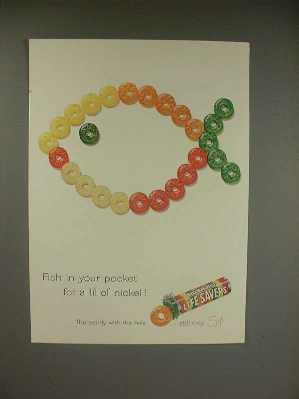 1961 Life Savers Candy Ad - Fish in Your Pocket