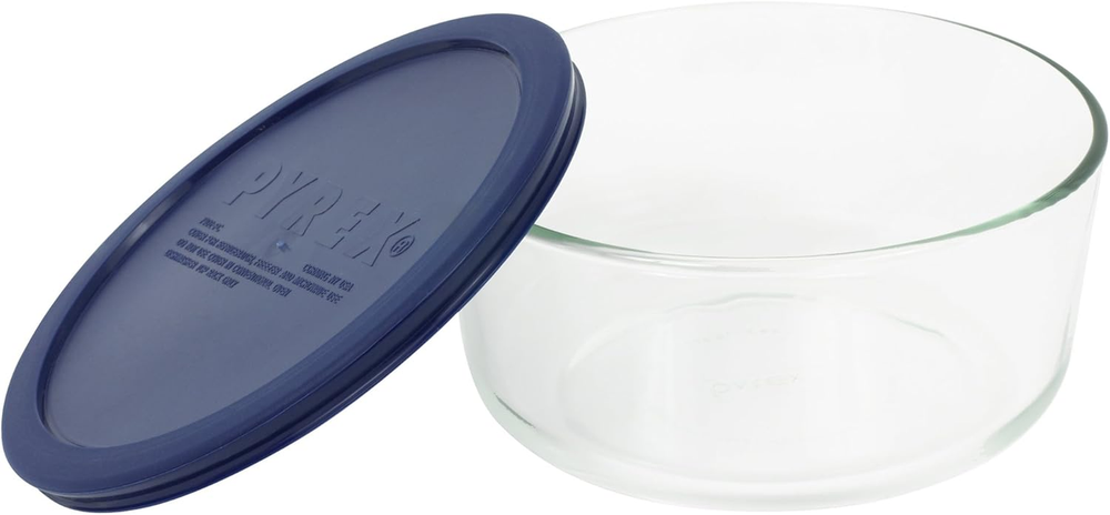 Simply Store 7-Cup Round Clear Dish with Blue Lid for Easy Storage