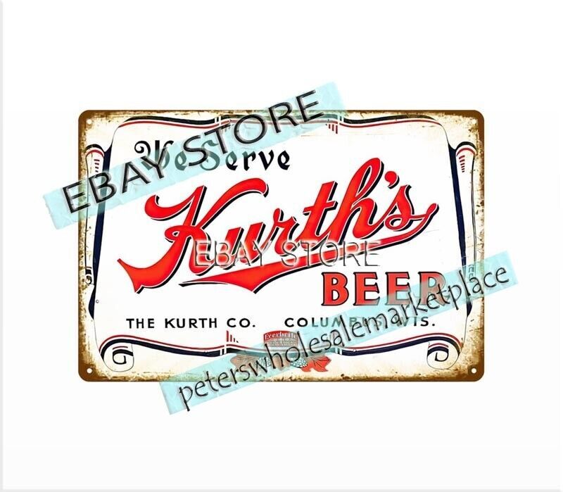 KURTH'S BEER metal tin sign auto shop cafe  pub home kitchen wall art