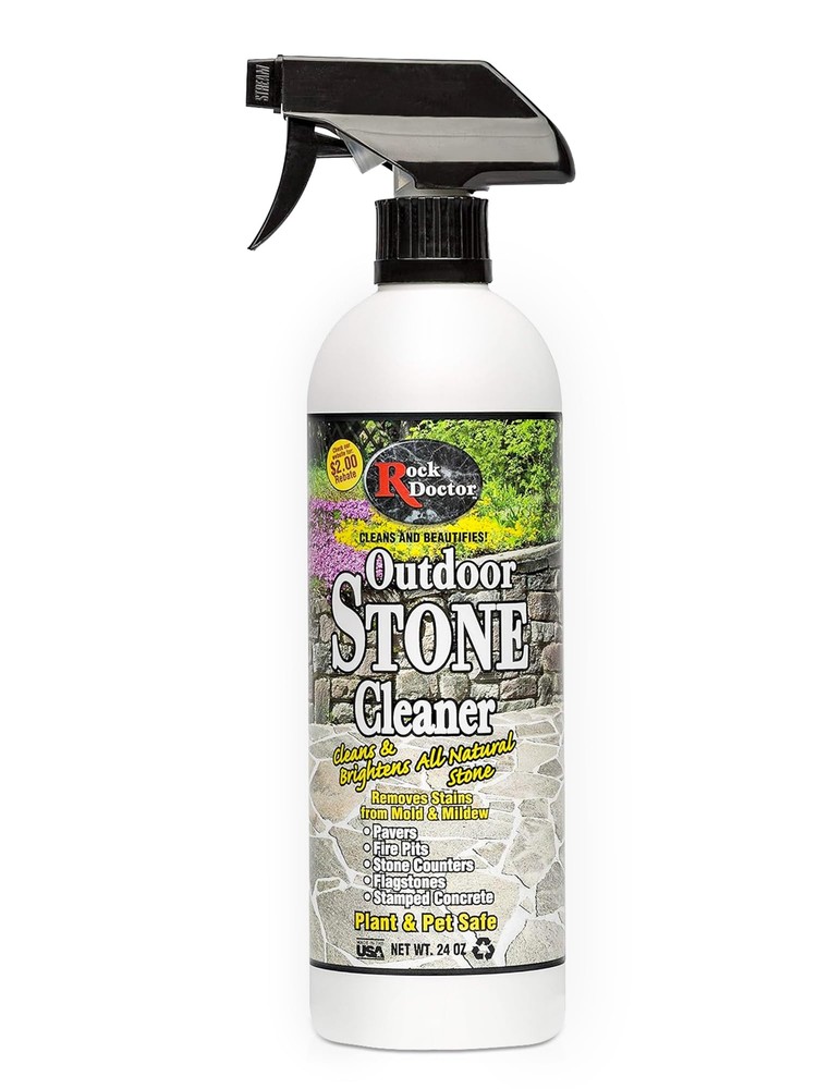 Outdoor Stone Cleaner, Natural Cleaning Solution Removes Stains and Discolora...