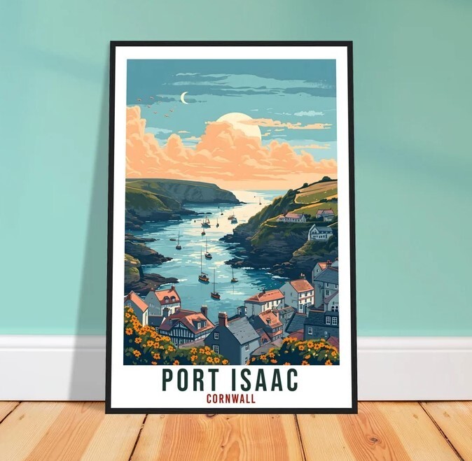Port Issac Travel Poster Cornwall Wall Art Home Decor