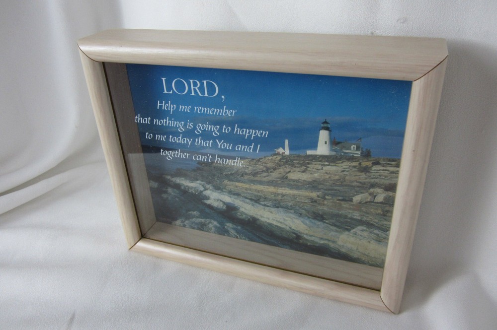 Abbey Press Shadow Box Frame Style Lighthouse on Rocks Lord Help Me-image