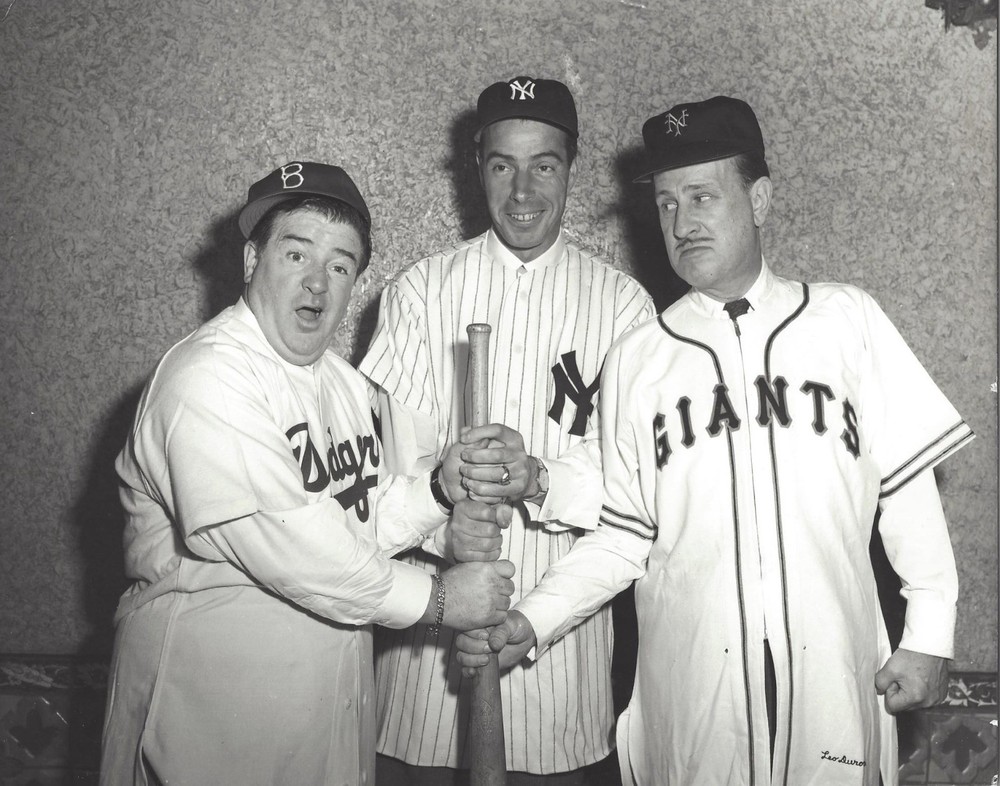 NY Yankee Joe DiMaggio 8x10 photo with Abbott & Costello NY Giants & BK Dodgers-image