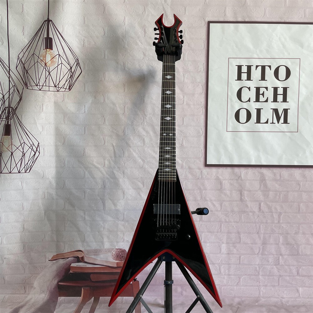 Flying V Electric Guitar H Pickup HPL Fretboard Floyd Rose Bridge Black Parts