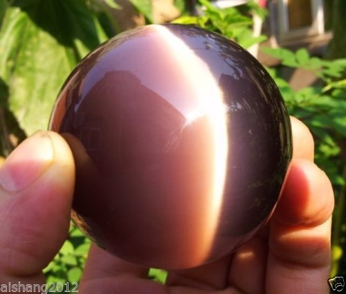 Hot Selling Asian Purple Cat Eye Quartz Crystal Ball 60mm with Stand-image