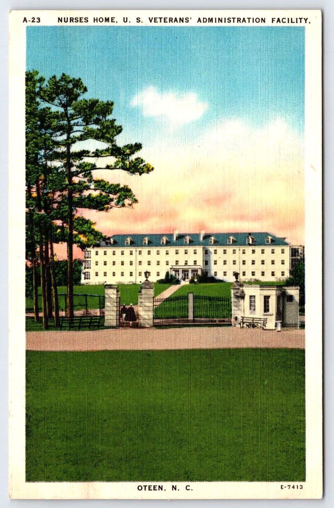 Vintage Postcard Nurses Home U.S. Veterans Facility Oteen, North Carolina USA