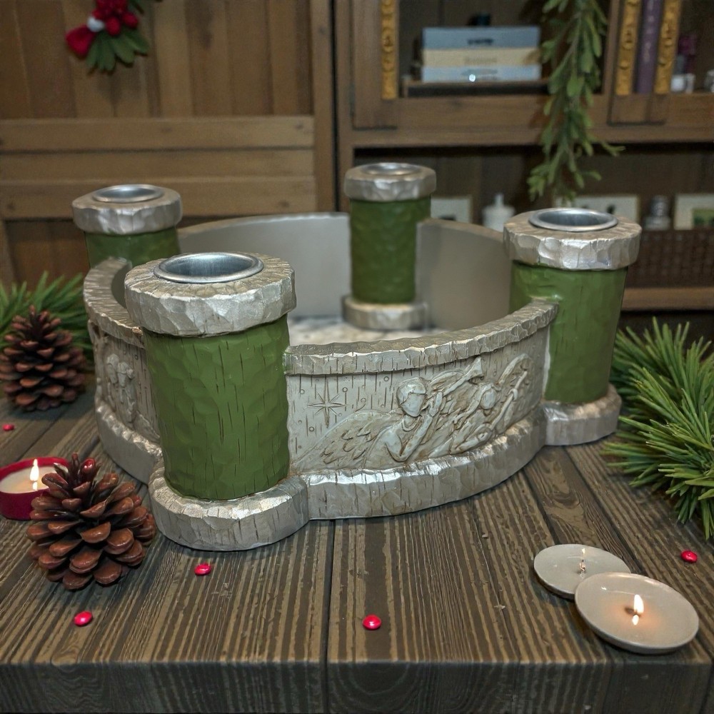 Abbey Press Advent Wreath Candle Holder Christmas Decor Green Table Centerpiece-image