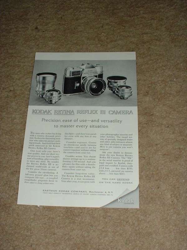 1962 Kodak Retina III Camera Ad in Excellent Condition