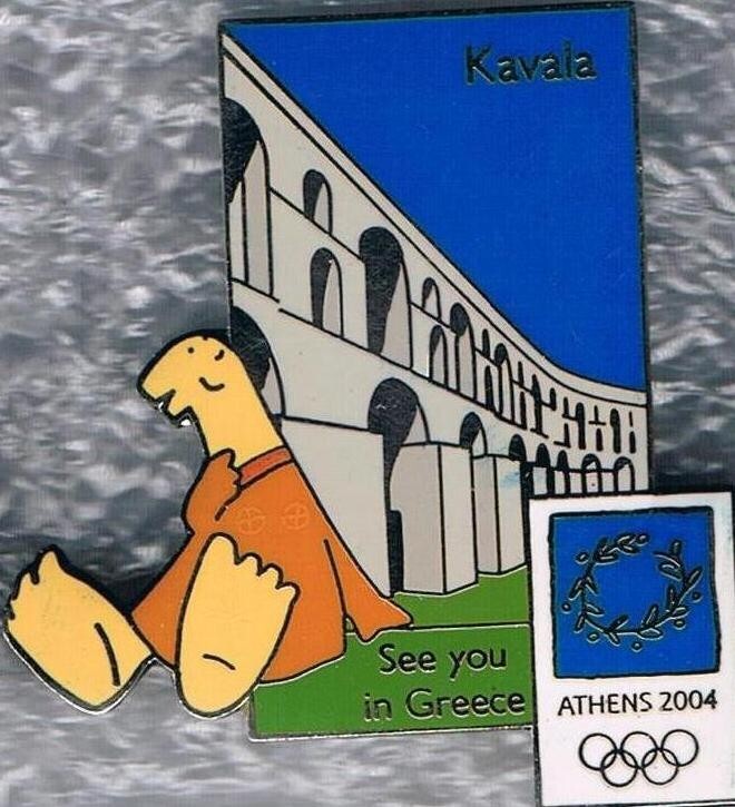 Rare 2004 Athens Mascot See You In Greece Kavala Olympic Games Mark Pin