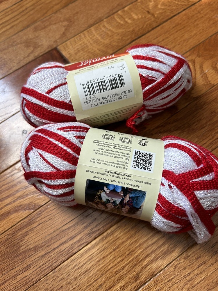 Premier Starbella team stripes red white -On Edge new ruffle yarn