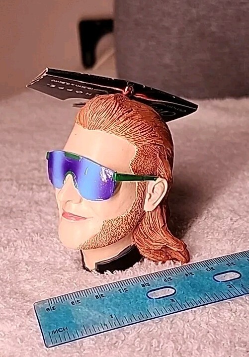 Mullet Man Head The Christmas Shoppe Ornament Sunglasses Beard 90s 80s
