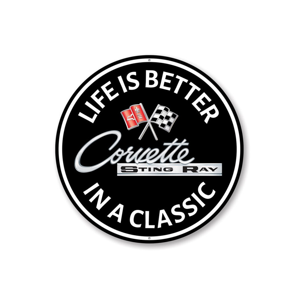 Vintage Corvette Sting Ray Metal Wall Art Chevy Decor Sign