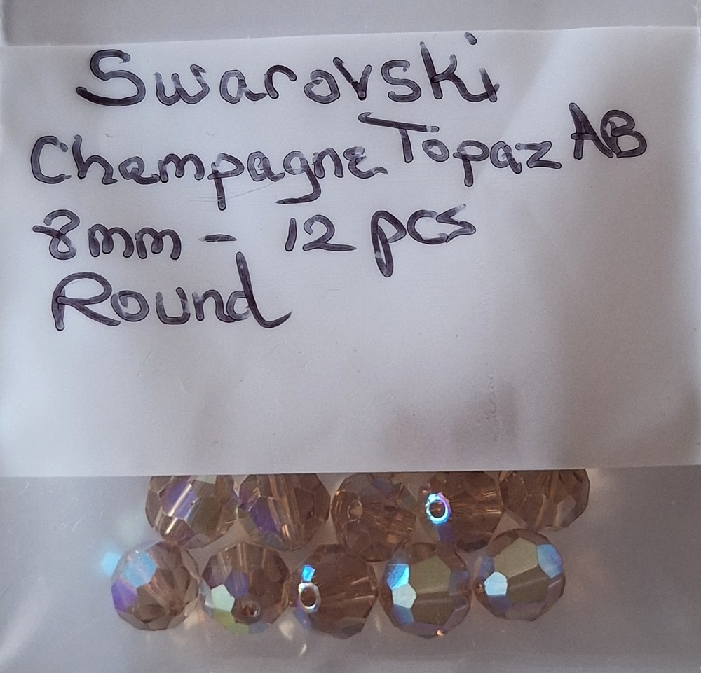 Swarovski Champagne Topaz AB Crystal Lot of 12 8mm Rare Color New