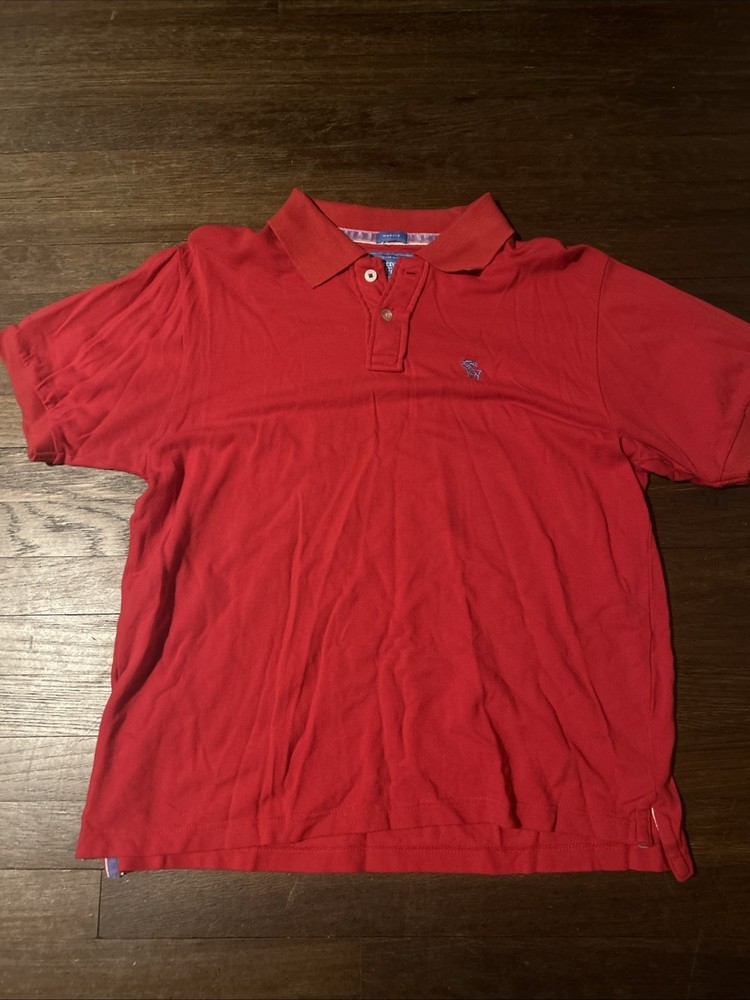 Vintage Abercrombie & Fitch Polo Shirt Mens Large Red Muscle Fit Moose Logo-image