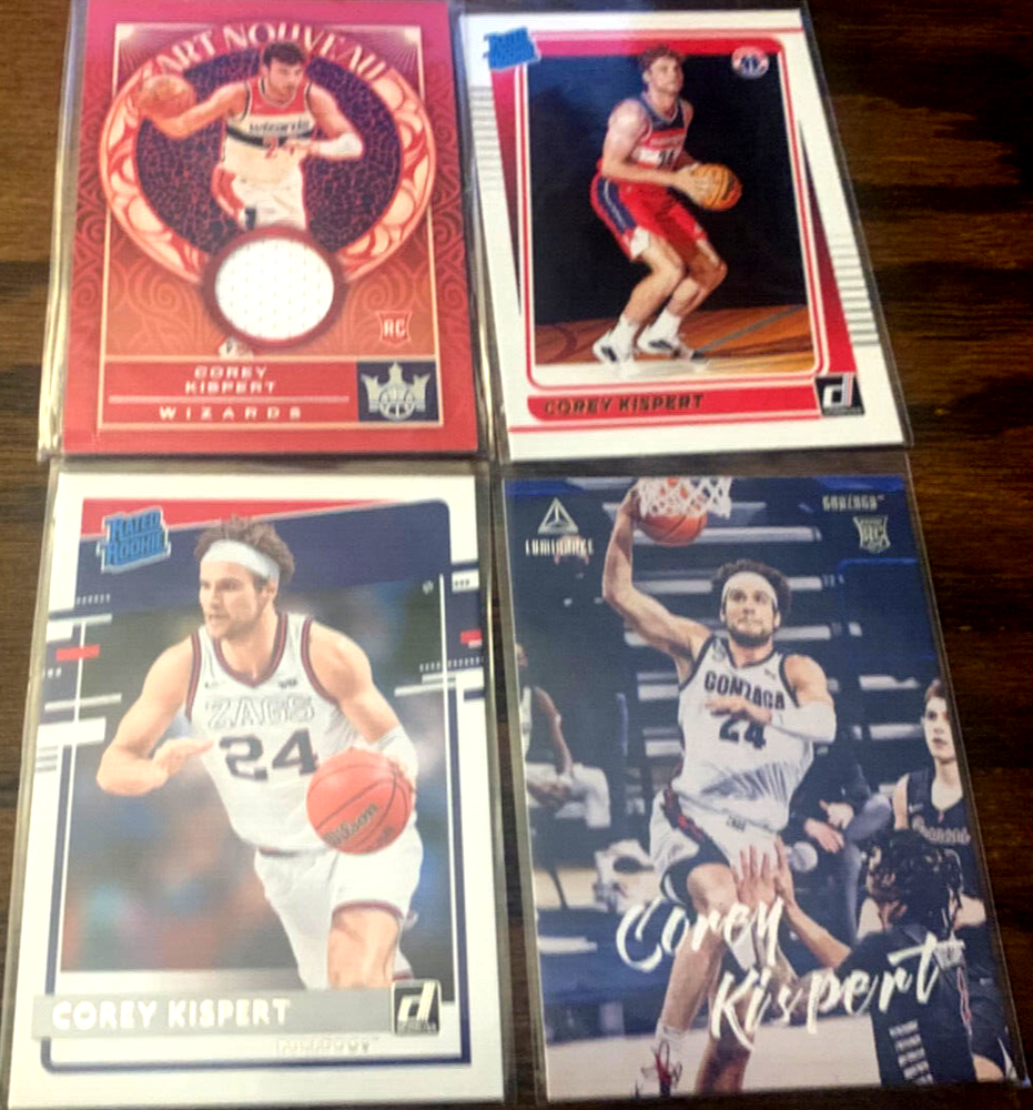 4 Corey Kispert, Gonzaga, Wizards RC Lot, 2021-22 Court Kings Art Nouveau Jersey