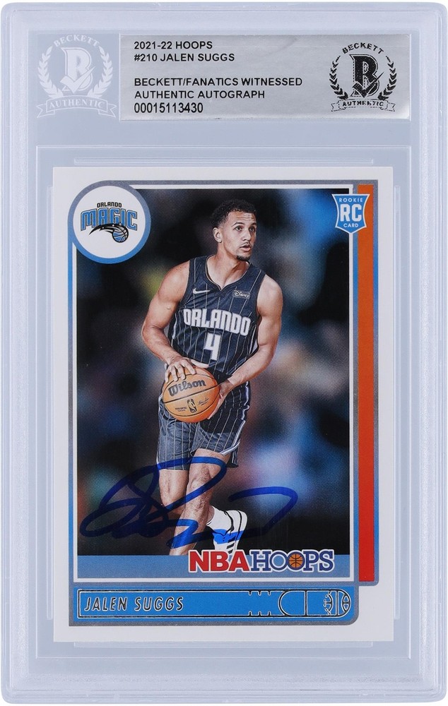 Jalen Suggs Orlando Magic Signed 2021-22 Panini NBA Hoops #210 BAS Rookie Card