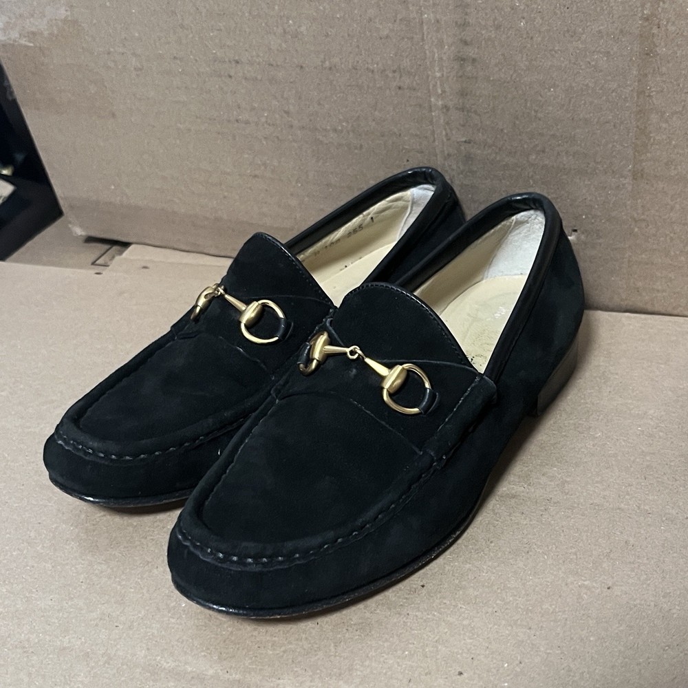 Gucci 1953 Horsebit Loafers Black Suede Sz 7B Made in Italy, Men 5.5M/Women 7M
