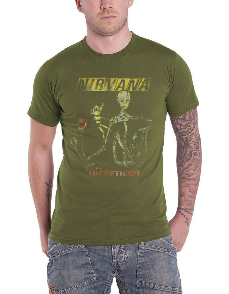 Nirvana Incesticide Band Logo Official Mens Green T-Shirt