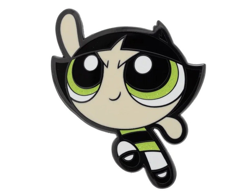 Embossed Enamel Lapel Pin Badge - Powerpuff Girls Buttercup Glitter NEW Cartoon