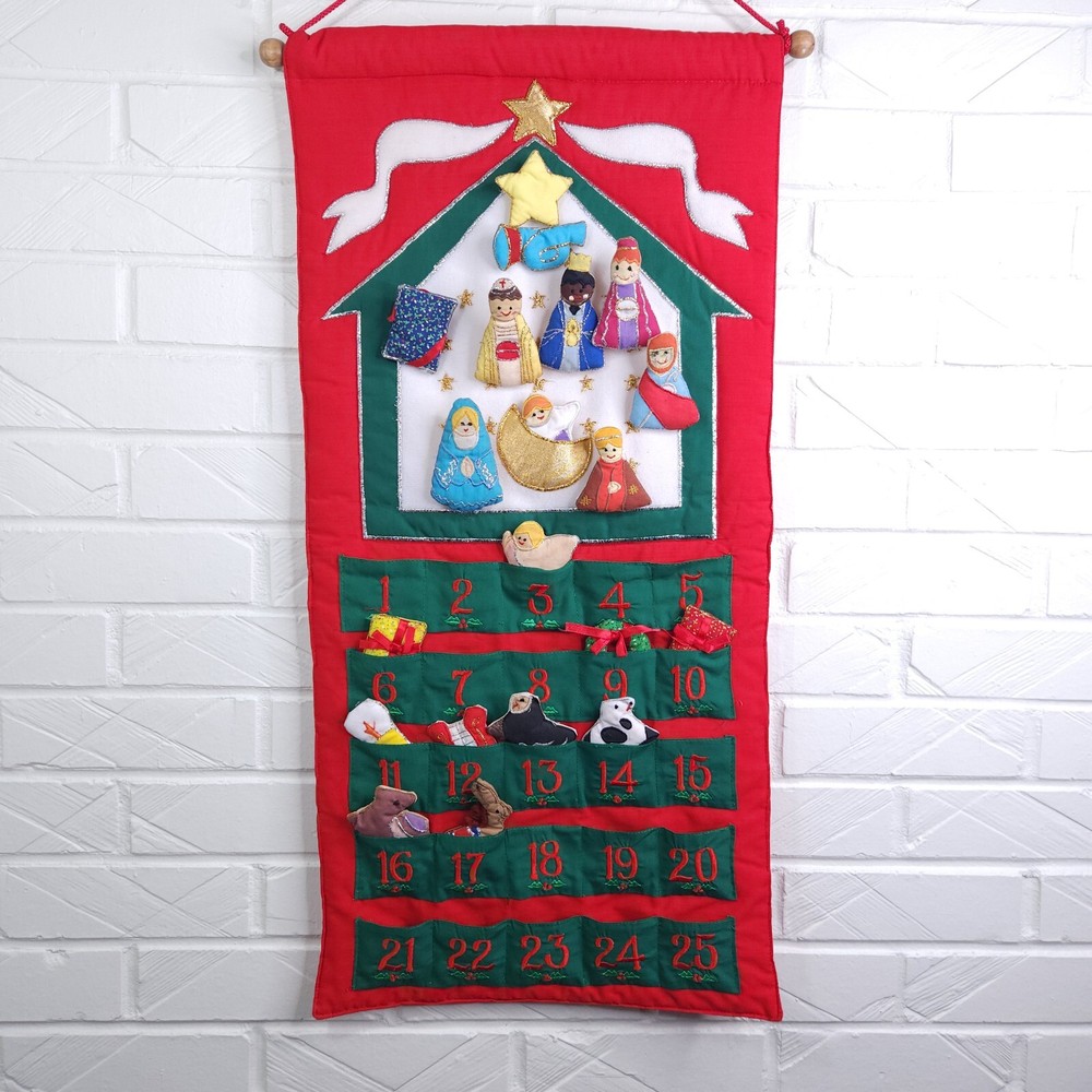 Vintage MFA Boston Fabric Felt Christmas Advent Calendar Wall Hanging Plush