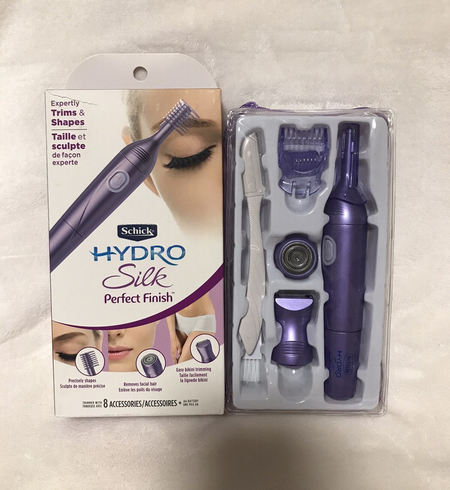 Schick Hydro Silk Perfect Finish Trimmer with 8 Accessories+AA Battery