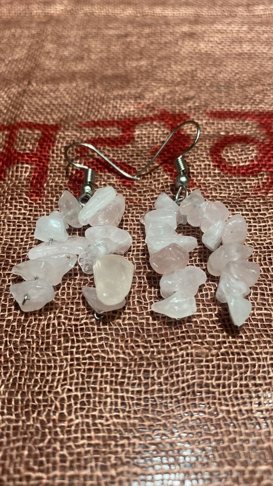 Rose Quartz Chips Dual-Strand Earrings