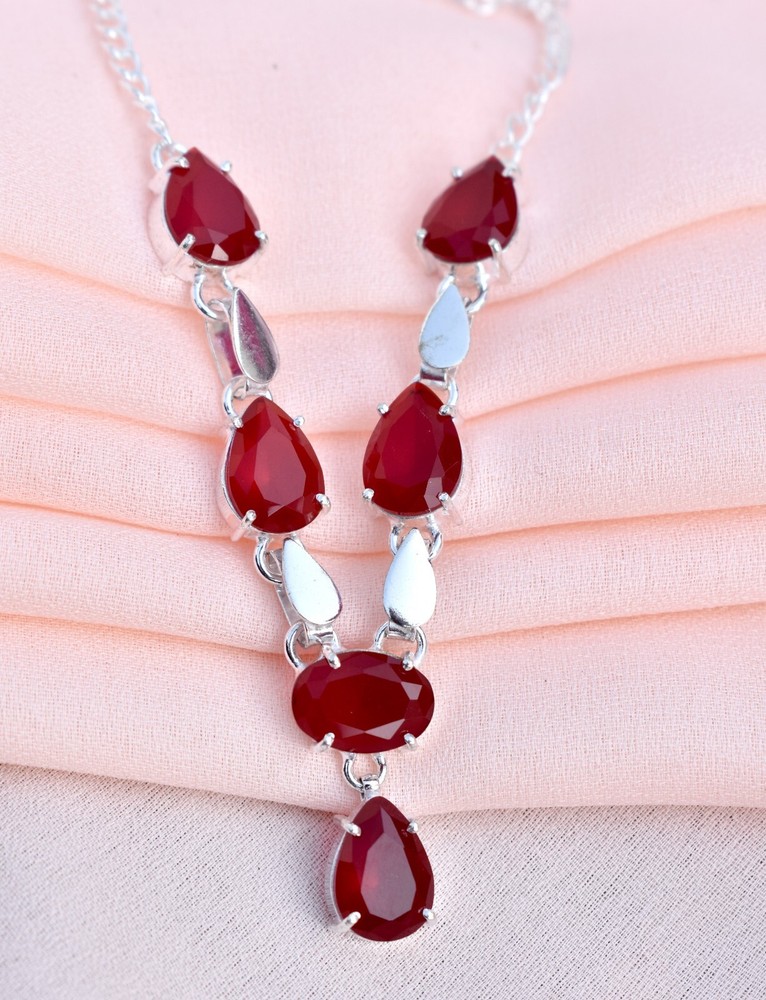 Mozambique Garnet  925 Sterling Silver Gemstone Handmade Gift Women Necklace-18