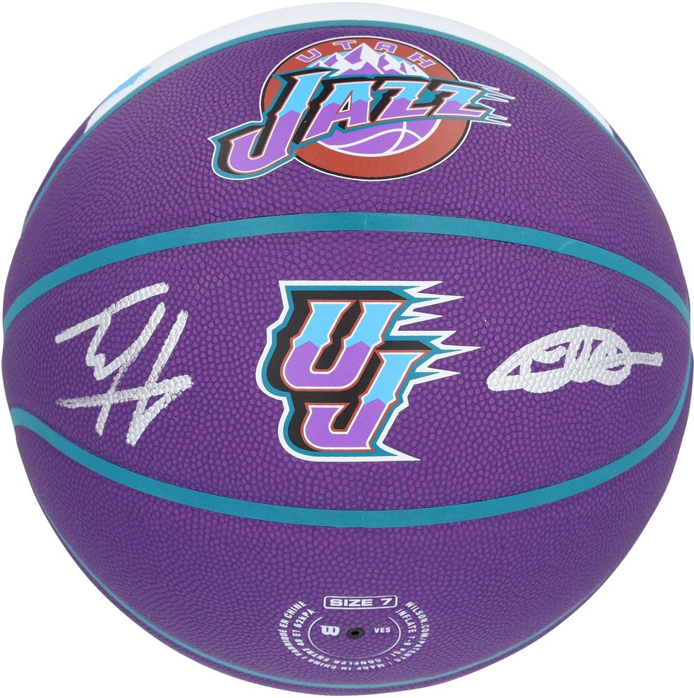 Isaiah Collier and Taylor Hendricks Utah Jazz Signed Wilson Collector Basketball