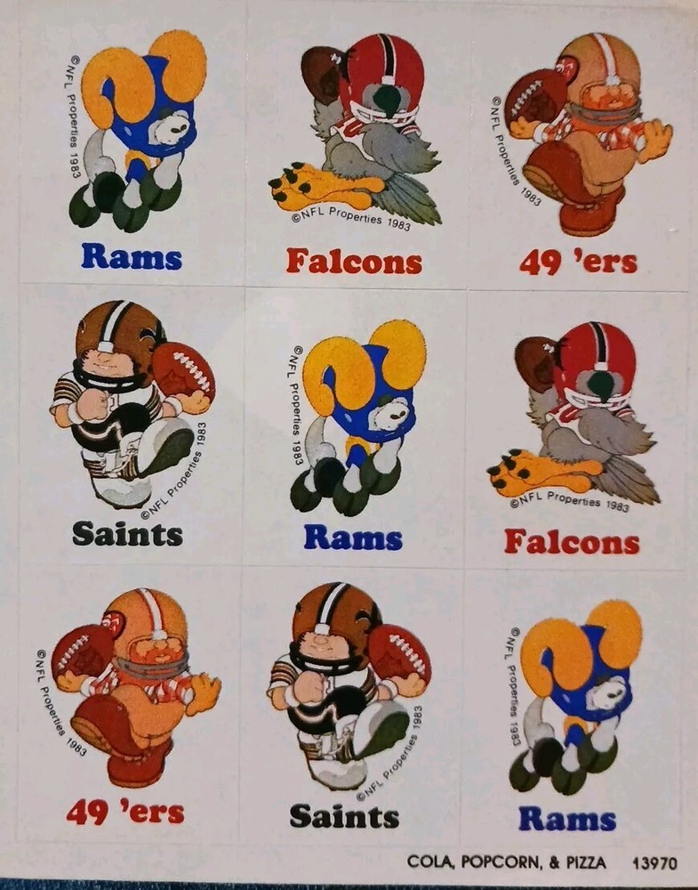 Vtg 1983 Huddles NFL Team Mascots NFC Western Division Scented Stickers