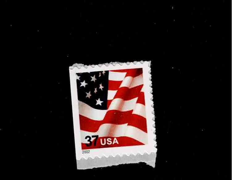US Scott #3636, DOUBLE SIDED Booklet Single 2002 Flag 37c FVF MNH