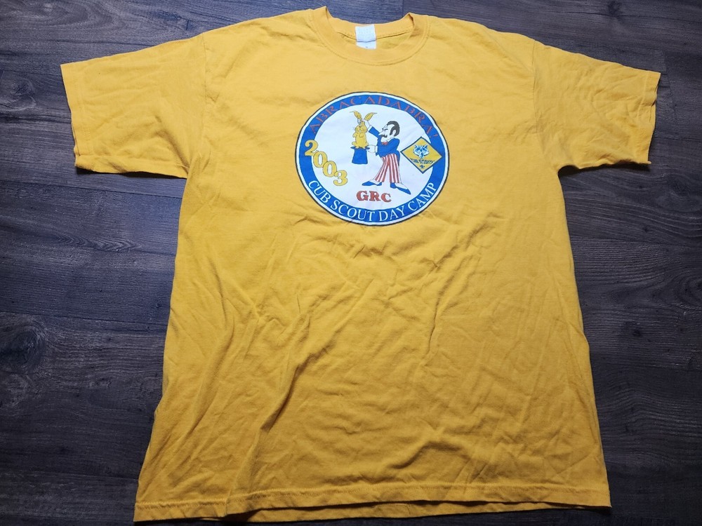 Vintage Mens XL Cub Scouts Day Camp 2003 T Shirt Abracadabra Magician-image