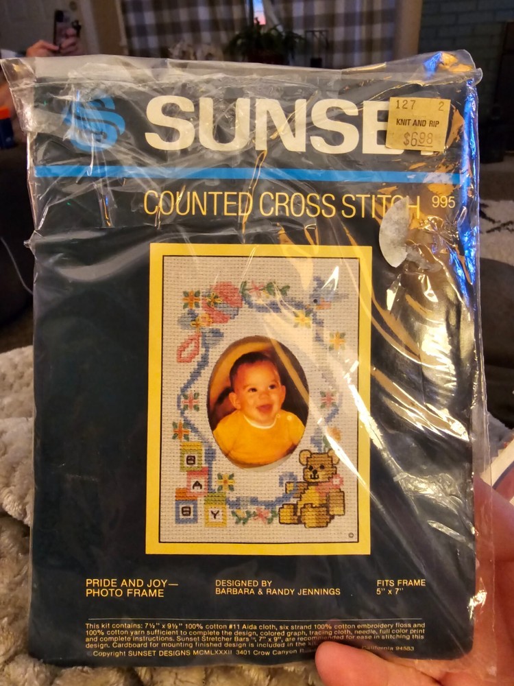 NEW Vintage Dimensions Pride & Joy Baby Birth Counted Cross Stitch picture frame