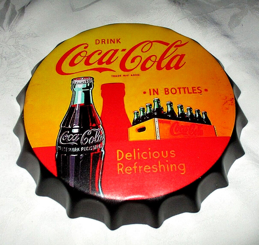 COCA-COLA COKE 3-Dimensional Metal Bottle Cap Wall Sign Decor #04c - NEW