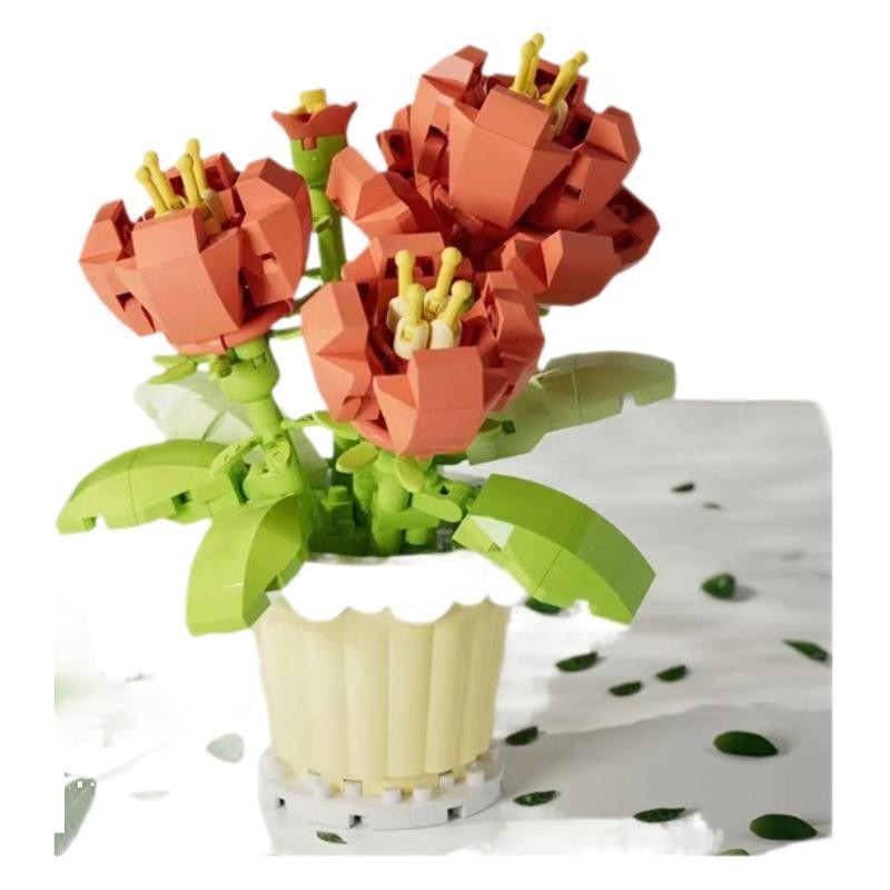 Mini Rose Sunflower Flower Basket Building Blocks for Lego Fans