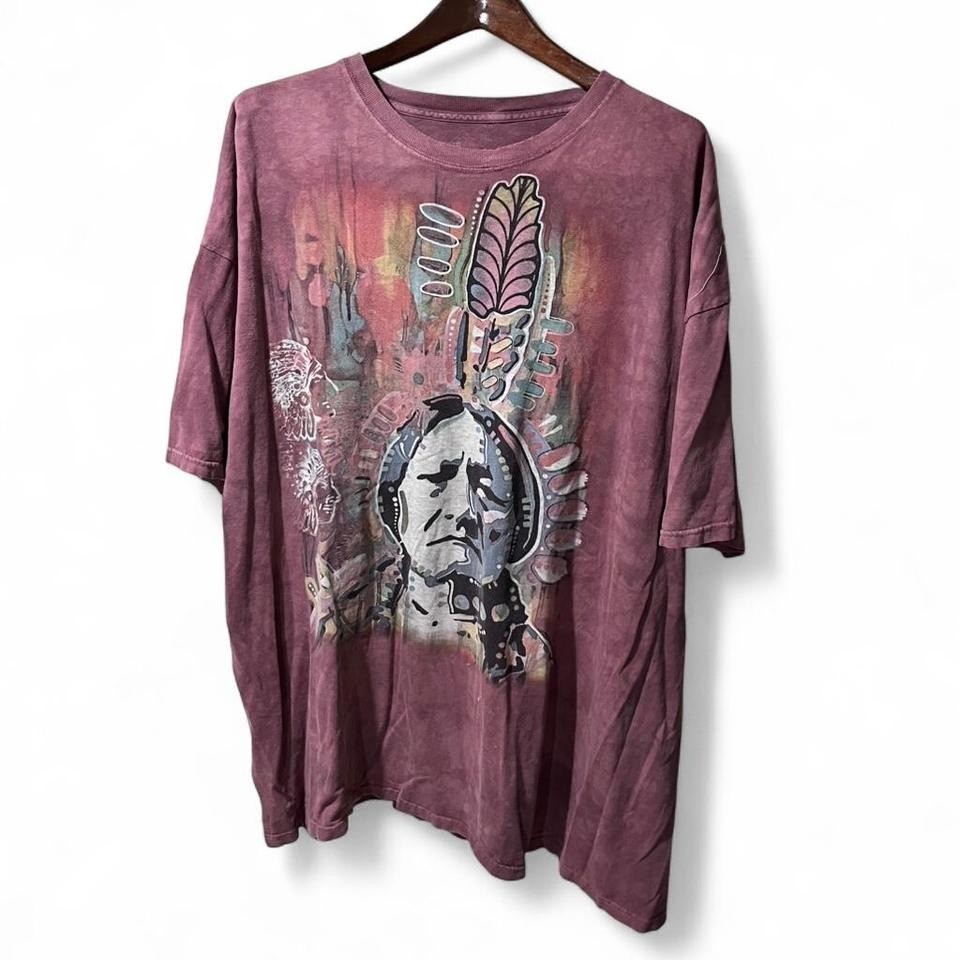 Burgundy Native American the mountain graphic tshirt size 3XL