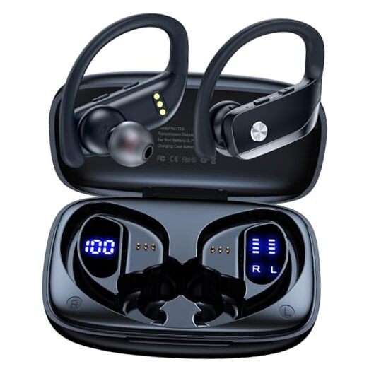 bmanl Wireless Earbuds Bluetooth Headphones 48hrs Play Back Sport Black