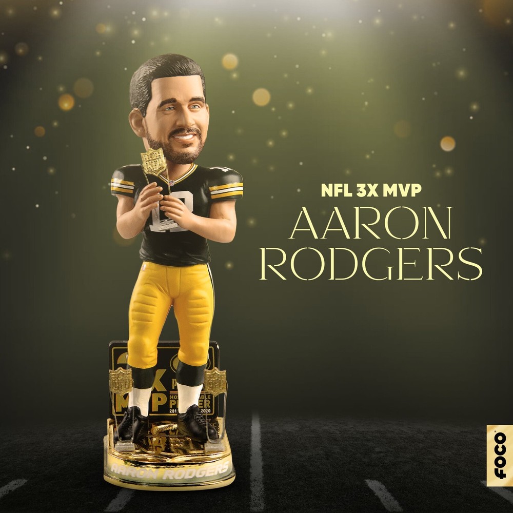 Aaron Rodgers Green Bay Packers 3X MVP Collectible Bobblehead-image