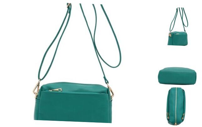 Triple Zip Small Crossbody Bag Teal