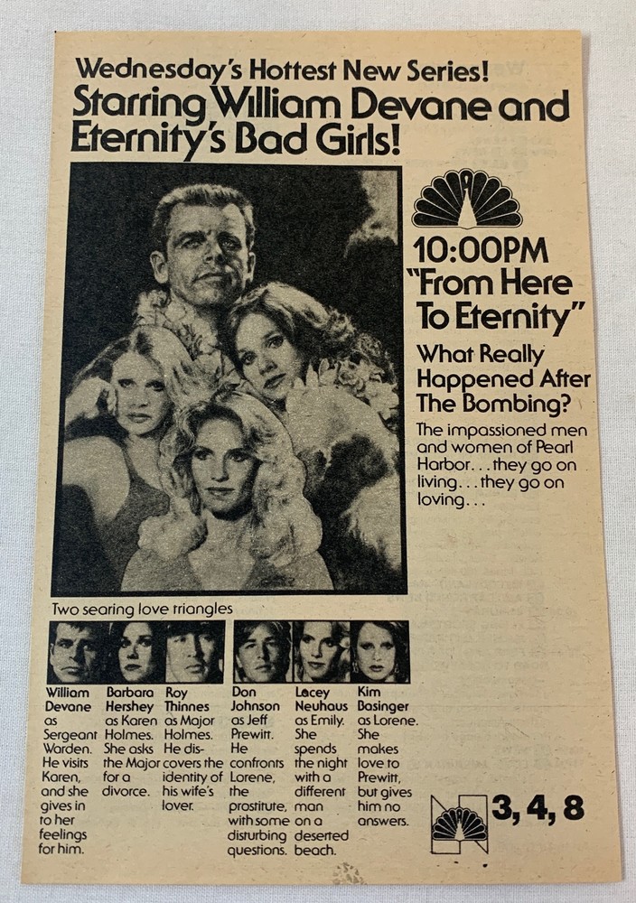 1980 NBC ad From Here to Eternity with William Devane post-bombing promo