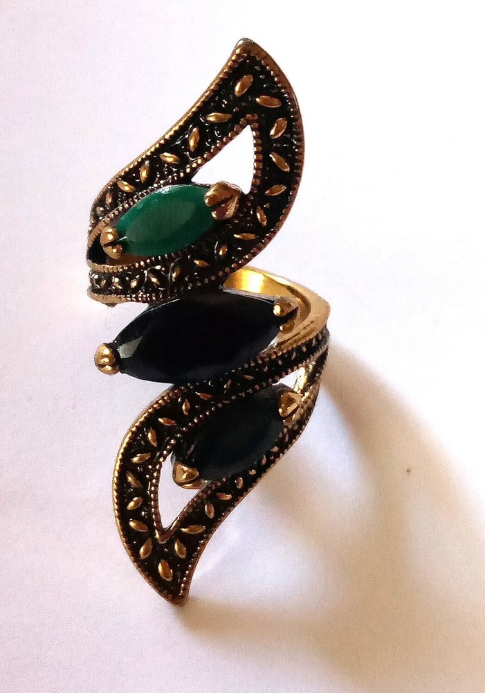 Three Rhinestone Gold Women's Ring Size 7 with Free Shipping